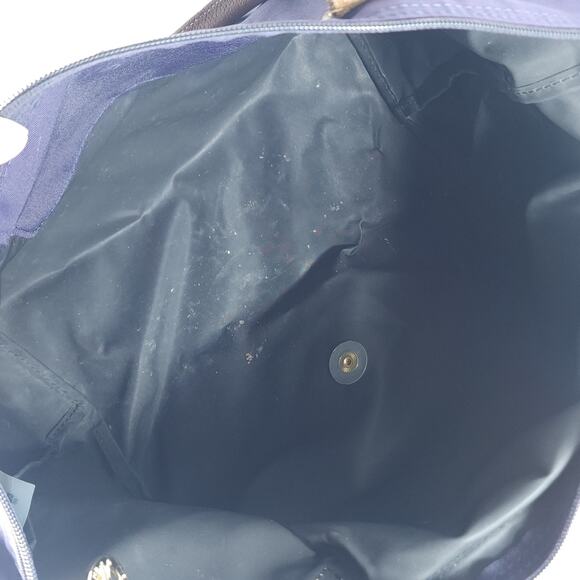 Longchamp Le Pliage Eggplant Nylon Medium Top Handle Travel Tote Purse Handbag - Picture 16 of 16